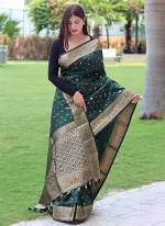 Pure Soft Silk Green Traditional Wear Zari Work Saree